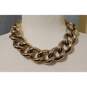 L'OFFICIEL CHUNKY GOLDTONE CHAINLINK CHOKER NECKLACE VINTAGE 1980'S